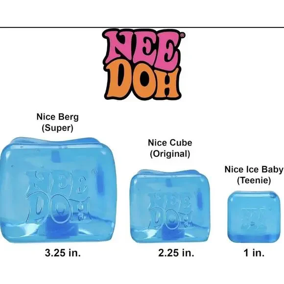 NeeDoh Nice Berg Blue XL Giant Nee Doh Niceberg Solid Squish Cube Ice Block - Picture 10 of 16